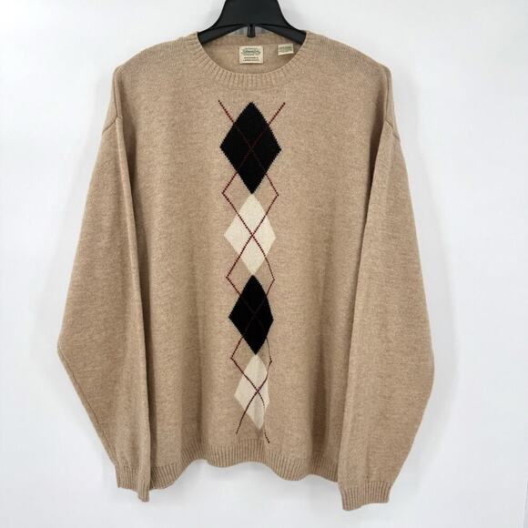 VTG 80s St Johns Bay Oversized Argyle Sweater Mens XL 100% Washable Lambswool - Picture 1 of 6